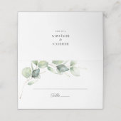 Blumenschrift Eukalyptus Greenery Wedding Platzkarte (Außenseite Aufgefaltet)