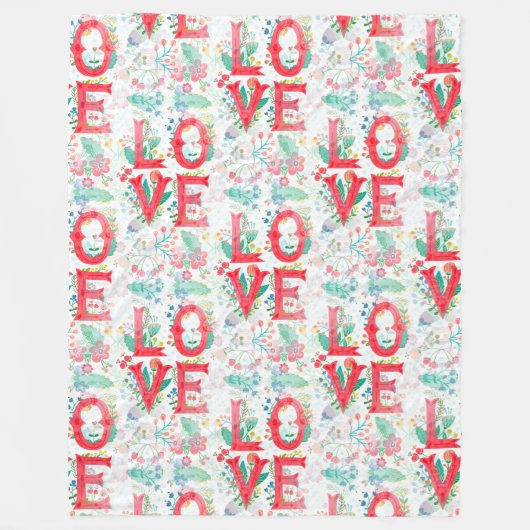 Blumenschrift - Nahtloses Muster 1 Fleecedecke (Vorderseite)