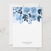 Blumenschrift Navy Blue Watercolor Brautparty Einladung (Rückseite)