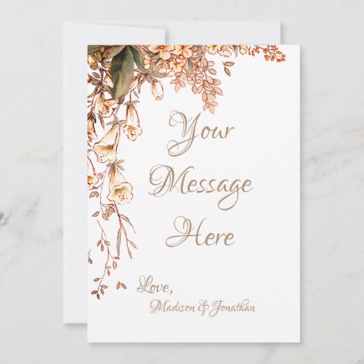 Blumenschrift Personalisiert Romantische Hochzeit Dankeskarte (Rückseite)