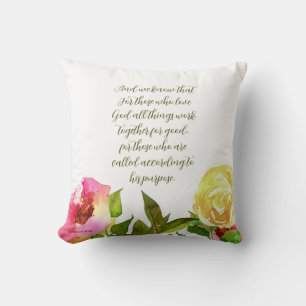 Blumenschrift Römer 8:28 Fleece Blanket Kissen