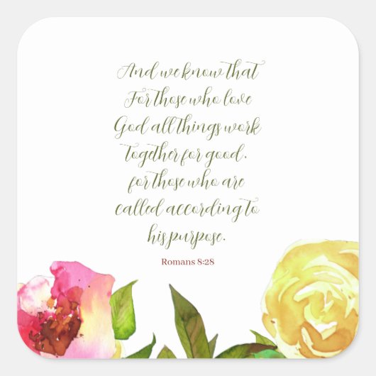 Blumenschrift Römer 8:28 Sticker (Vorderseite)