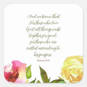 Blumenschrift Römer 8:28 Sticker