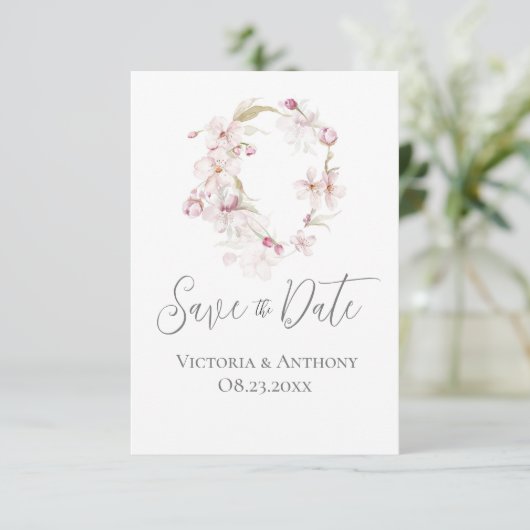 Blumenschrift Rosa Hochzeit speichern das Datum (Stehend Vorderseite)