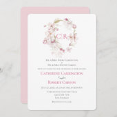 Blumenschrift Rosa Watercolor Einladung zur Hochze (Vorne/Hinten)