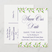 Blumenschrift "Save the Date" Postkarte (Vorne/Hinten)