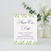 Blumenschrift "Save the Date" Postkarte (Stehend Vorderseite)