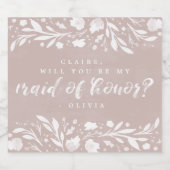 Blumenschrift sei meine Trauzeugin Flasche Schaumweinetikett (Einzelnes Label)