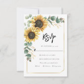 Blumenschrift Sonnenblumen QR Code Hochzeit RSVP Karte (Vorderseite)