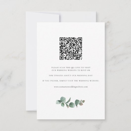 Blumenschrift Sonnenblumen QR Code Hochzeit RSVP Karte (Rückseite)