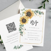 Blumenschrift Sonnenblumen QR Code Hochzeit RSVP Karte