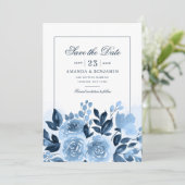 Blumenschrift Wasserfarbenblut Rustikale Hochzeit Save The Date (Stehend Vorderseite)
