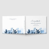 Blumenschrift Watercolor Navy Blue Wedding Gästebuch (Voll)