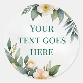 Blumenschrift zur Aquarellzeichnung Runder Aufkleber