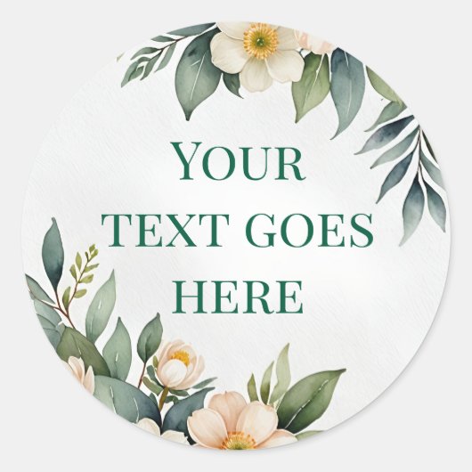 Blumenschrift zur Aquarellzeichnung Runder Aufkleber (Vorderseite)