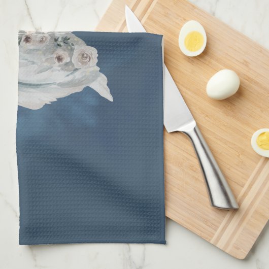 Blumenschwan-Blau-Reflexion Geschirrtuch (Viertel Falte)