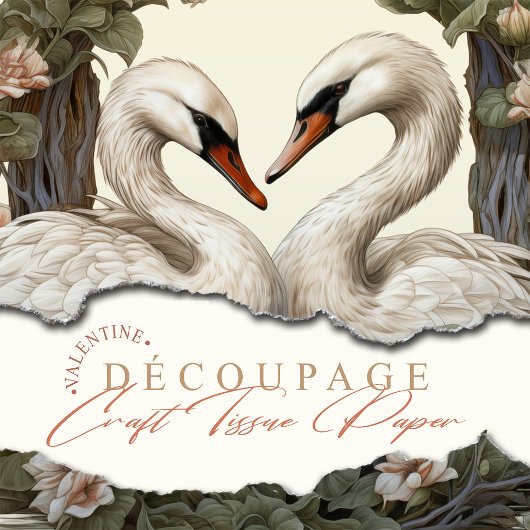 Blumenschwäne Vintages Shabby Chic Decoupage Seidenpapier