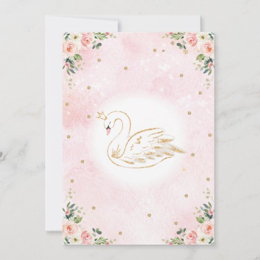 Blumenschwanz Prinzessin / Pfirsichblüte Gold Gebu Einladung (Rückseite)