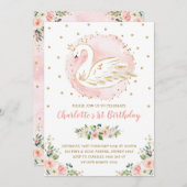 Blumenschwanz Prinzessin / Pfirsichblüte Gold Gebu Einladung (Vorne/Hinten)