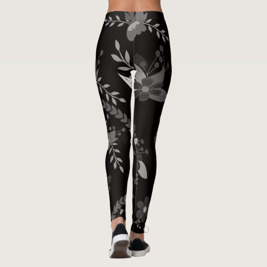 Blumenschwarz Leggings (Rückseite)