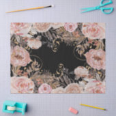 Blumenschwarz Pink BOHO Rose Gold Foliage Decoupag Seidenpapier (Basteln)