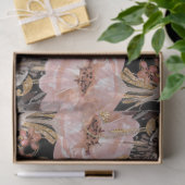 Blumenschwarz Pink BOHO Rose Gold Foliage Decoupag Seidenpapier (Geschenk)