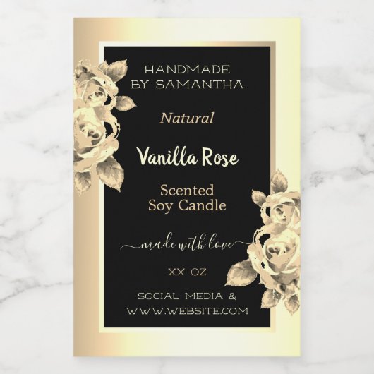 Blumenschwarz-Produktmarken Kerzen Schönheit & Sch Lebensmitteletikett (Einzelnes Label)