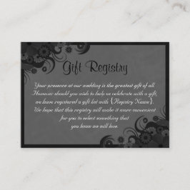 Blumenschwarz und Grau - Geschenkregister Begleitkarte