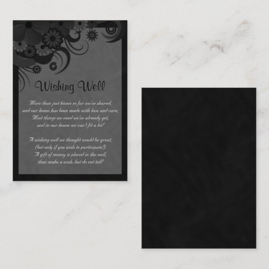 Blumenschwarz und Grau Hochzeit wünschend gut Begleitkarte (Vorne/Hinten)