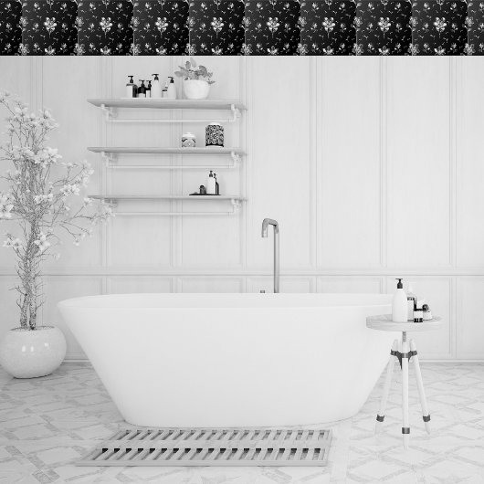 Blumenschwarz und silberne Blume Badezimmer Fliese