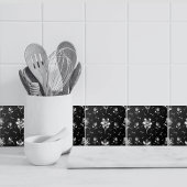 Blumenschwarz und silberne Blume Badezimmer Fliese