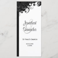 Blumenschwarz und Weiß Goth Hochzeitsprogramme