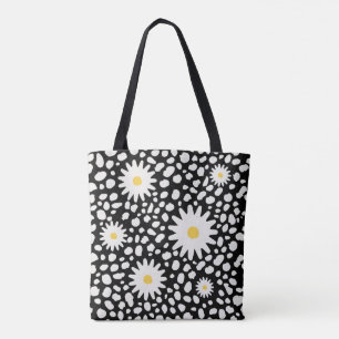 Blumenschwarz und Weiß Muster Totbeutel Tasche