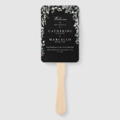 Blumenschwarz-Weiß-Hochzeitsprogramm Fächer (Vorderseite)