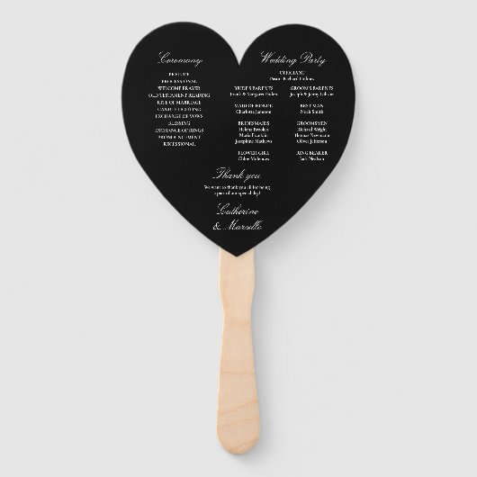 Blumenschwarz-Weiß-Hochzeitsprogramm Fächer (Rückseite)