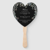 Blumenschwarz-Weiß-Hochzeitsprogramm Fächer (Vorderseite)