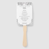 Blumenschwarz & Weiß Hochzeitsprogramm Hand Fan Fächer (Vorderseite)
