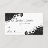 Blumenschwarz-weiße Hochzeitstische Platzkarten (Vorderseite)