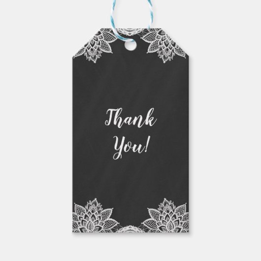 Blumenschwarze Halbpension & Hochzeitsfeier Geschenkanhänger (Vorderseite)