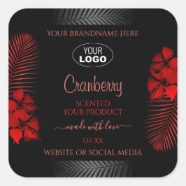 Blumenschwarze Produktkennzeichnung Hawaii-Blume L Quadratischer Aufkleber