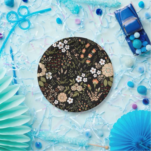 Blumenschwarze Wildblumen Botanische Blume Hochzei Pappteller (Party)