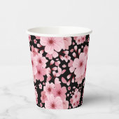 Blumenschwarzer Hintergrund Cherry Blossom Design Pappbecher (Links)