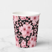Blumenschwarzer Hintergrund Cherry Blossom Design Pappbecher (Rechts)