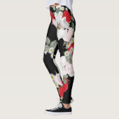 Blumenschwarzer Hintergrund Leggings (Links)