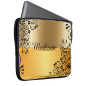 Blumenschwarzes Laptopschutzhülle (Vorne Rechts)