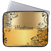 Blumenschwarzes Laptopschutzhülle (Vorderseite)