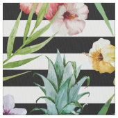 Blumenschwarzstreifen der Watercolorananas Stoff (Nahaufnahme)