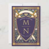 Blumenschwert-Schild-Monogramm-Hochzeit Einladung (Rückseite)