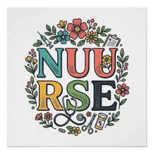 Blumenschwester-Shirt-Design Vintage-Medizin-Kunst Poster
