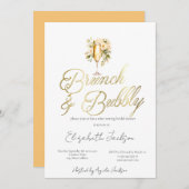 BlumensektBrunch & Bubbly Brautparty Einladung (Vorne/Hinten)